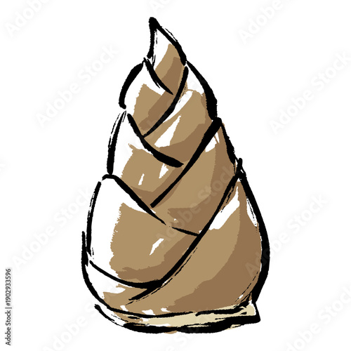 春のタケノコ手描きイラスト