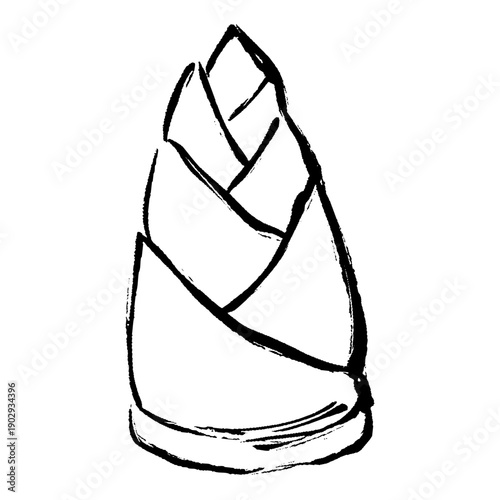 手描きタケノコの筆イラスト