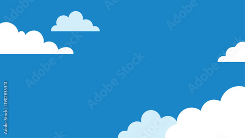 Simple sky illustration background with soft white clouds on clear blue backdrop, clean minimal scene ideal for banners presentations and modern design using sky clouds background illustration blue