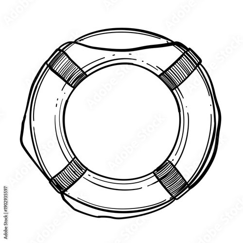 Lifebuoy vector line art hand drawn illustration