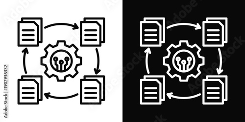 ITSM Process Icon White And Black Background Style