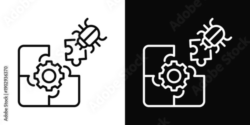 Problem Management Icon White And Black Background Style