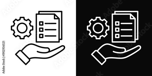 Request Fulfillment Icon White And Black Background Style