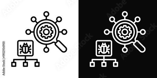 Root Cause Analysis Icon White And Black Background Style