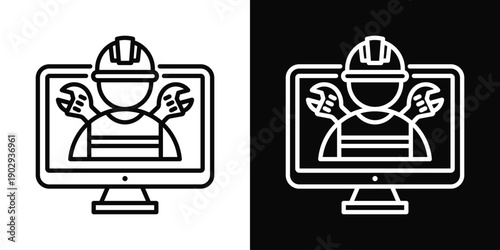 Technician Icon White And Black Background Style