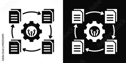 ITSM Process Icon White And Black Background Style
