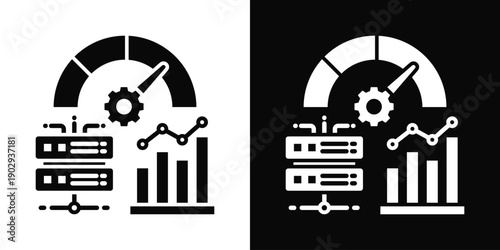 Capacity Management Icon White And Black Background Style