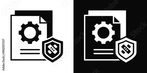 Patch Management Icon White And Black Background Style