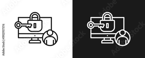 User Access Icon Set Outline In White And Black Background