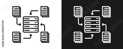 Data Collection Icon Set Outline In White And Black Background