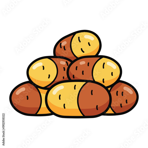 A pile of colorful potatoes