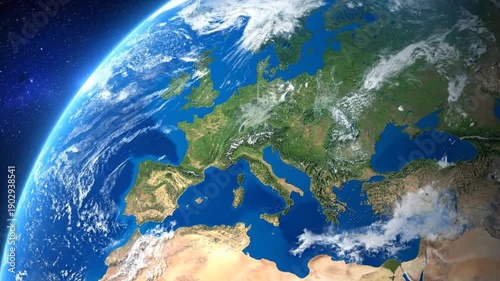 Detailed view of planet Earth, showcasing Europe and surrounding continents from space.