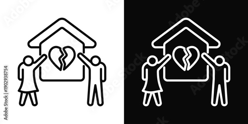 Marital Conflict Icon White And Black Background Style
