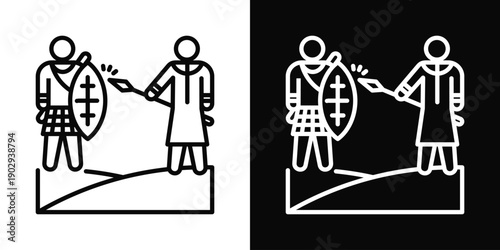 Tribal Conflict Icon White And Black Background Style