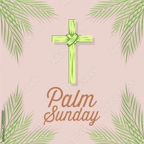 happy palm sunday illustration in flat design style