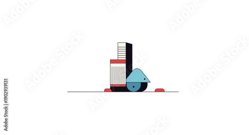 Abstract illustration of a blue bird with a toothbrush and toothpaste.