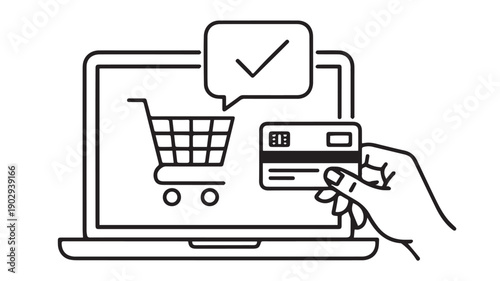 Online shopping with credit card and successful payment