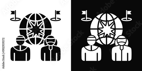 Root Cause Analysis Icon White And Black Background Style