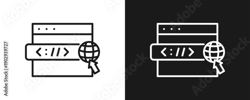 Http Icon Set Outline In White And Black Background