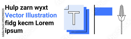 Design concepts, branding, visual communication, typography, minimalism, agriculture. Minimal layout with text elements, geometric shapes and a corn icon. Typography and branding concept