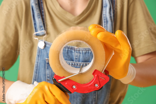 Young woman with adhesive t...