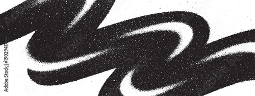 Abstract black and white graffiti spray paint stroke on white background.