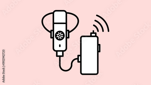 Wireless microphone system icon illustration for professional audio recording and broadcasting needs