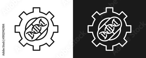 Gene Theraphy Icon Set Outline In White And Black Background