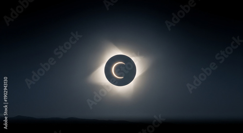 Wallpaper Mural Total Solar Eclipse Rising Over Minimal Abstract Horizon Torontodigital.ca