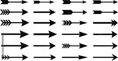 Collection of various arrow icons in black and white