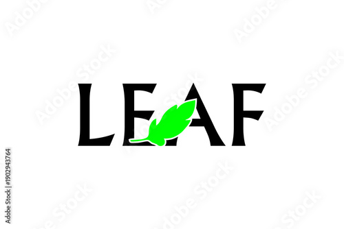 This is a LEAF text logo and leaf icon, suitable for use in logo designs for pharmaceutical, herbal, toothpaste, soap, herbal medicine, food, beverage, t-shirt, plant, vegetable companies.