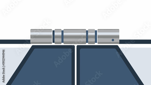 Minimalist mechanical joint illustration showcasing two blue panels connected by a sturdy gray hinge