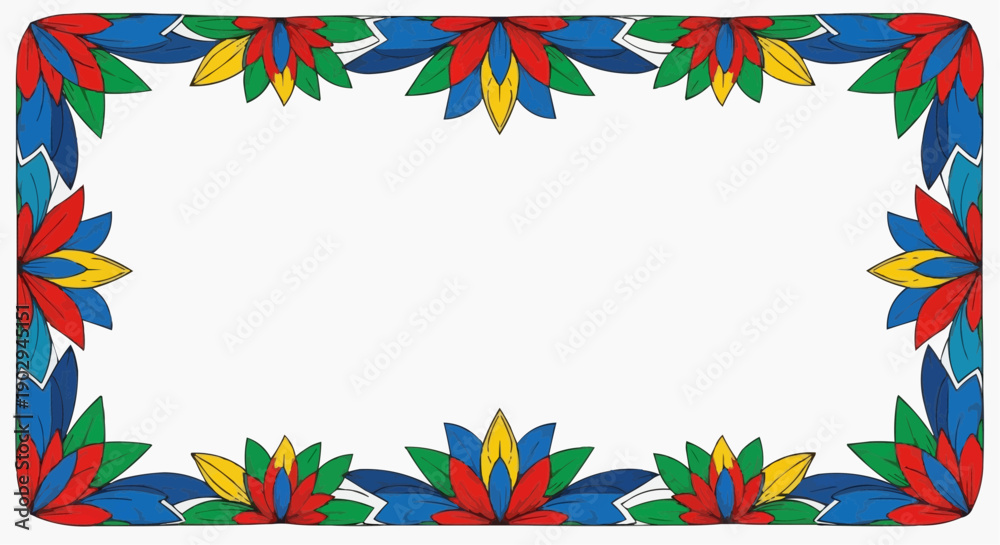 Obraz premium Colorful Mandala Ornamental Frame with Copy Space Isolated on White Background