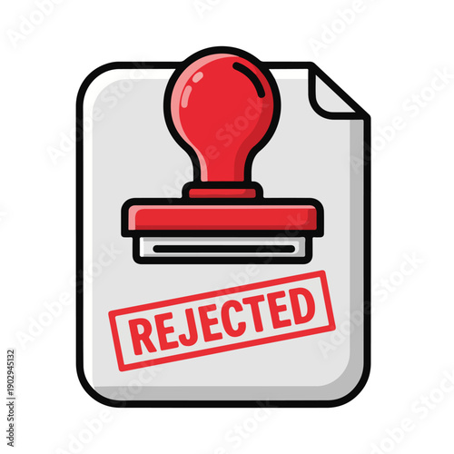A red-stamped rejected document icon