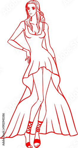  Evening dresses templates collection elegant handdrawn outline.eps