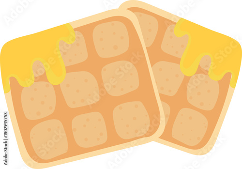 Double waffle with melted butter illustration