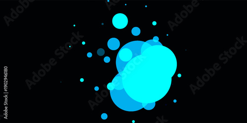 Abstract blue glowing circles and light particles flowing across a black background. The smooth bokeh effect and dynamic motion create a futuristic and modern atmosphere,