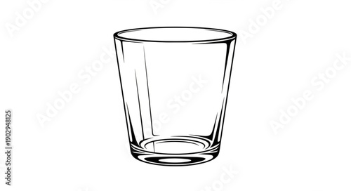 Clear Glass Tumbler Isolated on White Background.