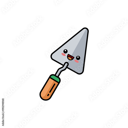 Cute trowel with a happy face on transparent background