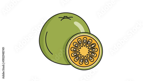 Vibrant green citrus fruit illustration, featuring both whole and sliced fruit for healthy designs