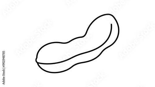 Simple black and white outline drawing of a classic peanut pod graphic vector illustration