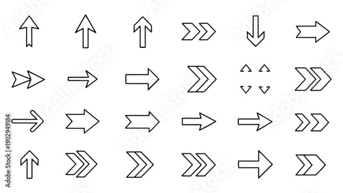 Hand Drawn Arrow Collection with Directions and Navigation Shapes – Vector Set for UI, Flowcharts, and Instruction Design