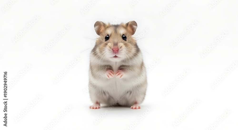 Naklejka premium Hamster Standing on White Background.