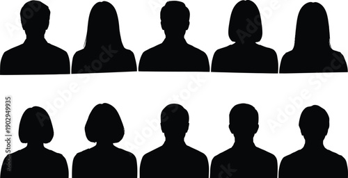 Ten anonymous people silhouettes