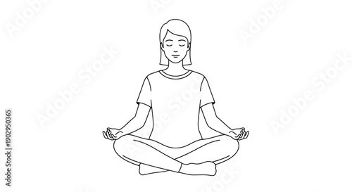 Woman Meditating Calmly In Comfortable Lotus Pose Peaceful Relaxation Gentle Breathing Wellness Practice Mindful Serenity