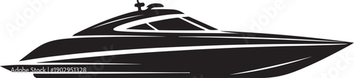 Speed Boat Silhouette Side View Sharp Aerodynamic Hull