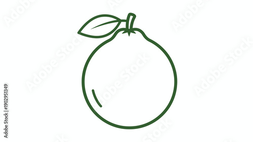Clean green silhouette of a whole fresh fruit, ideal for healthy eating and organic product