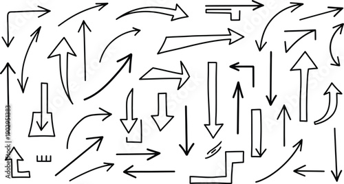 Collection of various arrows pointing in different directions