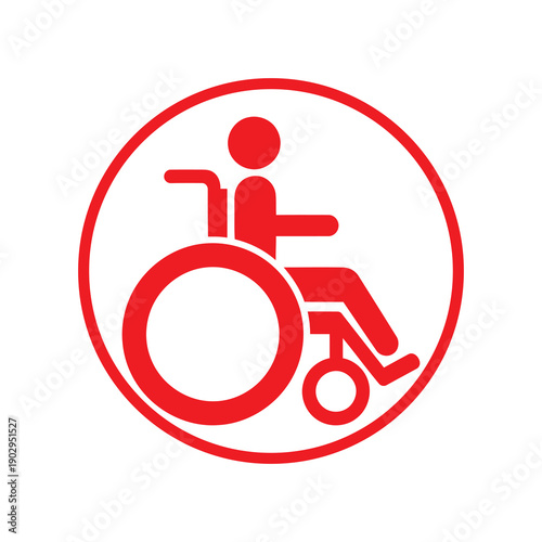 Red Wheelchair Icon Symbol Sign Logo.