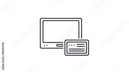 Modern screen interface icon representing digital content display and media technology vector